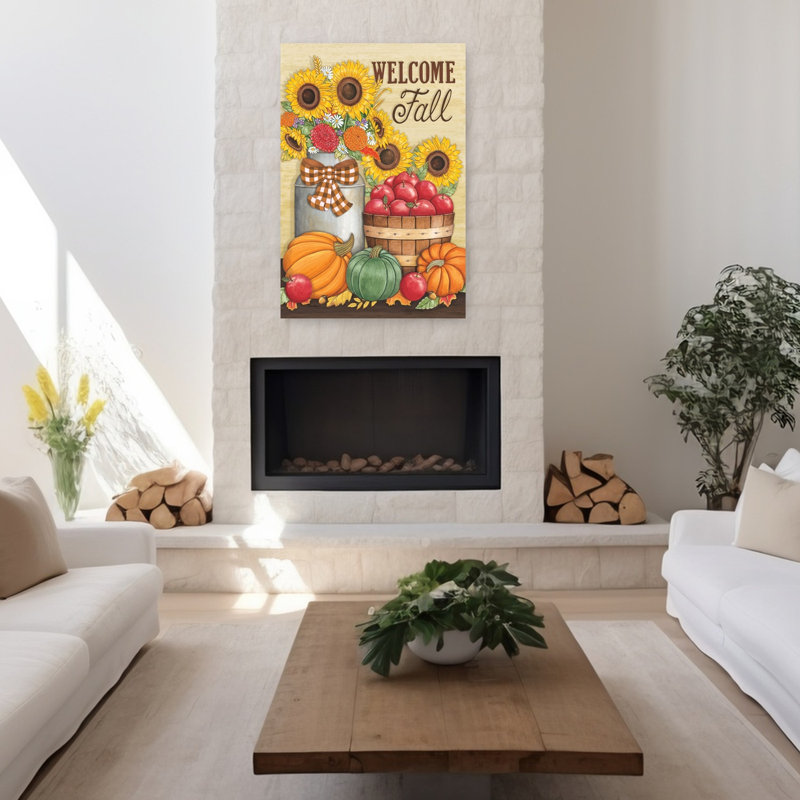 «Welcome Fall», art contemporain abstrait tournesol, H 48 po x l 32 po