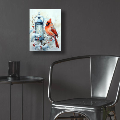 Art mural en verre Winter Lanterns with Birds 3 'par Momart