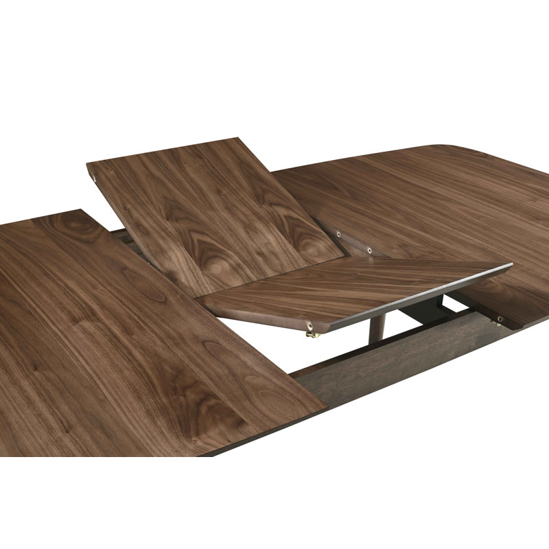 Extendable Solid Wood Base Dining Table, Walnut