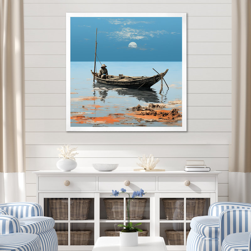 Coucher de soleil privé sur toile, H 30 po x l 30 po x P 1 po, Cadre simple blanc