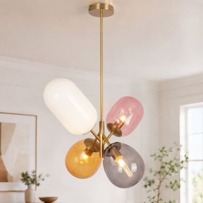 4 - Light 20" Modern Dimmable Sputnik Glass Chandelier (Bulb Included)
