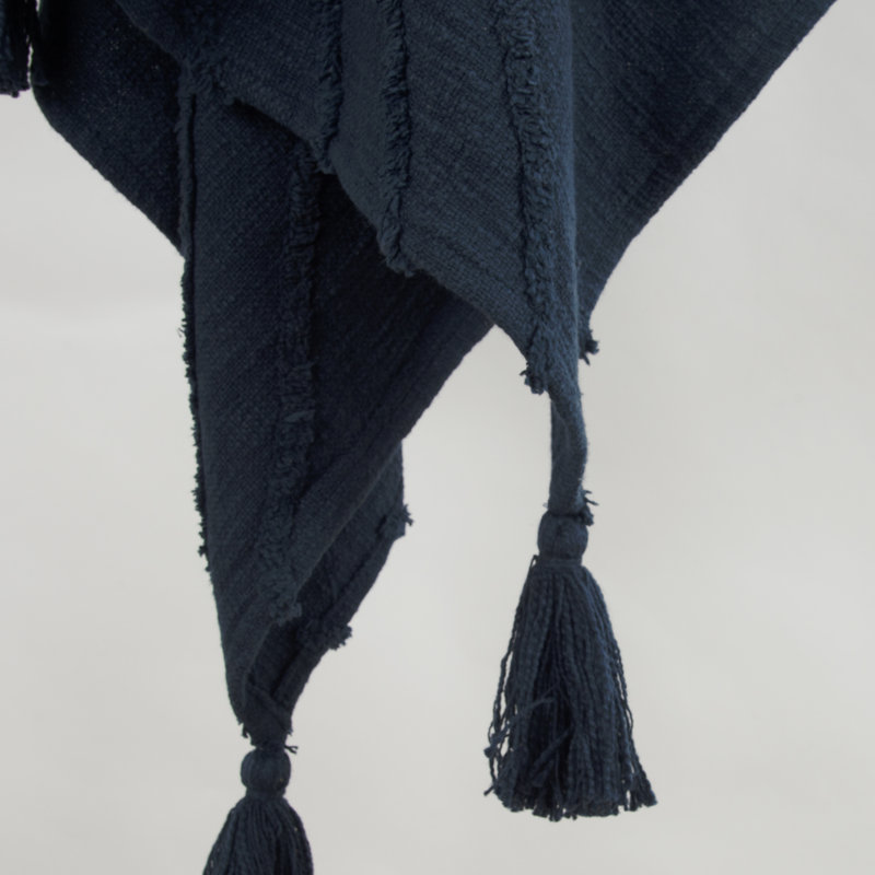  Jeté 100% coton tissé et texturé, Bleu