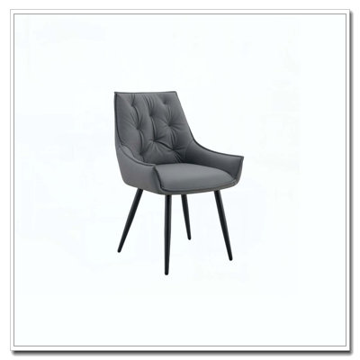 Faux Leather Dining Room Chair, Metal Kitchen Chairs With Gold Mesh Texture And Black Sanded Legs, Flat Back Upholstered Chair by George Oliver