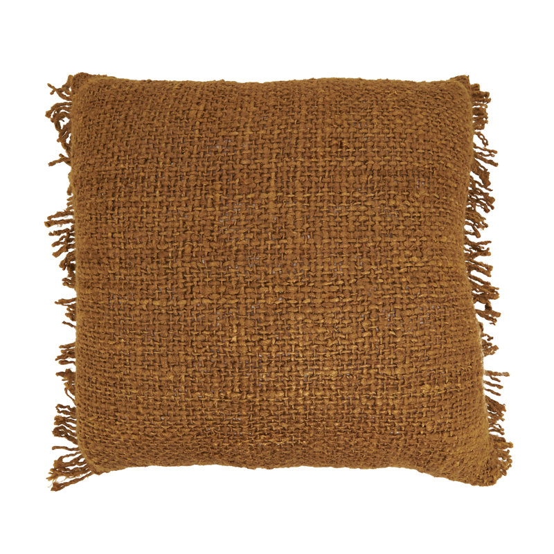 Coussin Fringe, Orange, Carré 20 po, Polyester