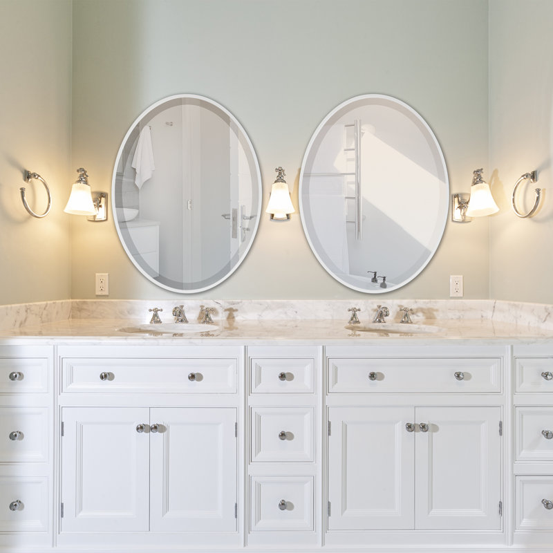 Miroir d'appoint Bugarin, Lin blanc, 20.62" H x 24.62" W