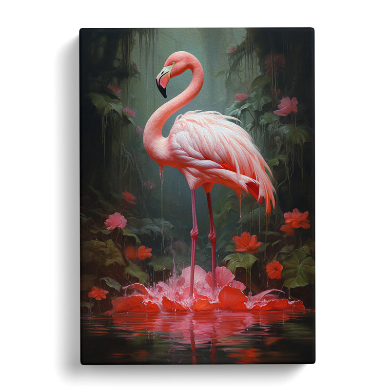 Flamingo Classicism - Wrapped Canvas, 76cm H x 50cm W x 3cm D