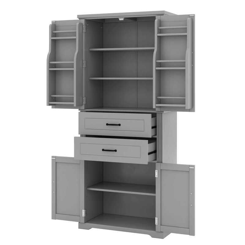 Armoire de rangement pour salle de bain avec espace de rangement multifonctionnel, tablette réglable, Gris