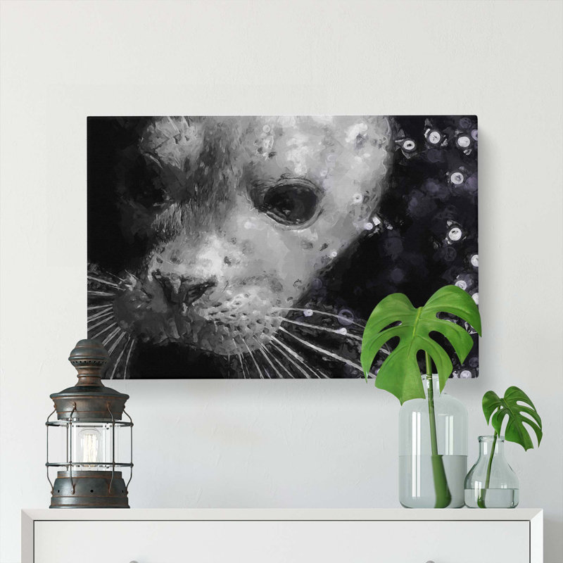 Seal Portrait In Abstract - Wrapped Canvas, 35cm H x 50cm W x 3cm D