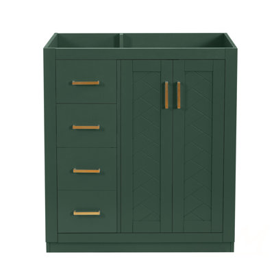 Meuble-lavabo de 30 po, armoire de rangement en bois massif, ensemble de meuble-lavabo autoportant avec 3 tiroirs et portes à fermeture douce, meubles-lavabos (sans lavabo)