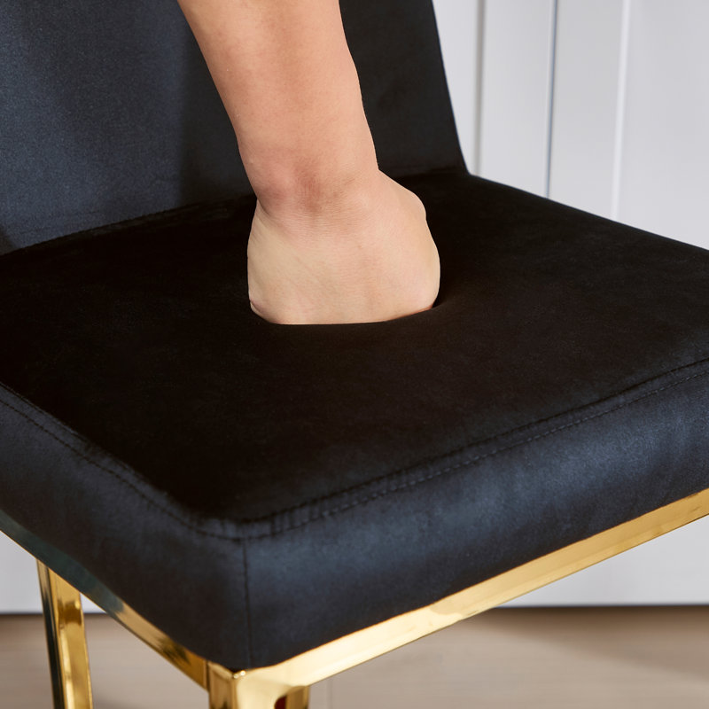 Modern Upholstered Counter Height Bar Stool With Metal Frame, Black/Gold, Extra Tall = 35” Seat Height