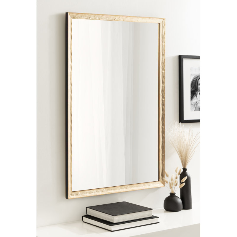 Sherita Metallic Rectangle Bathroom Wall Mirror, Gold, 24" x 36"