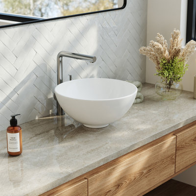 Belfry Bathroom 320mm L x 320mm W Chrome Ceramic Circular Sink