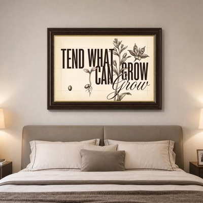 Tend What Can Grow Typography and Vintage Botanical Sketch Canvas Wall Art