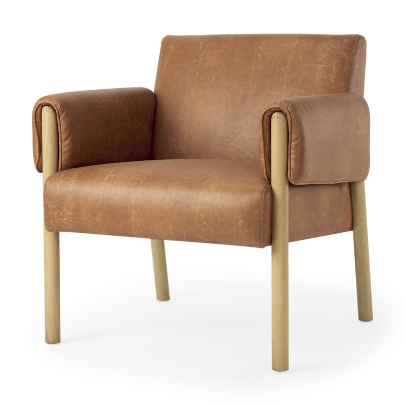 Jewels Upholstered Armchair, Light Brown, Brown Faux Leather