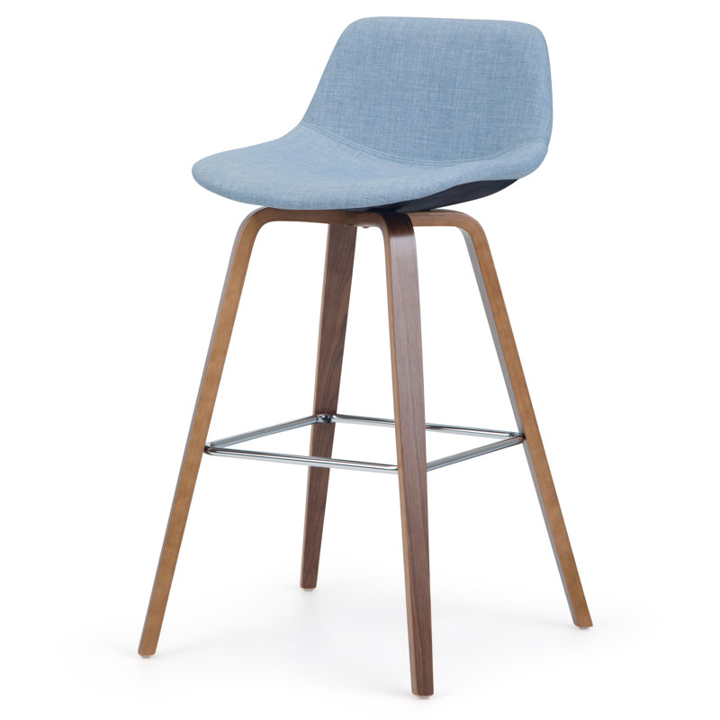 Tabouret de bar et de comptoir Randolph, Tissu en polyester aspect lin - gris denim