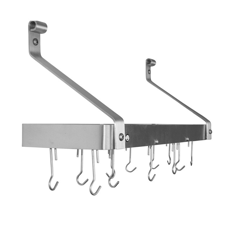 Handcrafted Gourmet Bookshelf Wall Rack with 12 Hooks, 14"H x 24"W x 9"D
