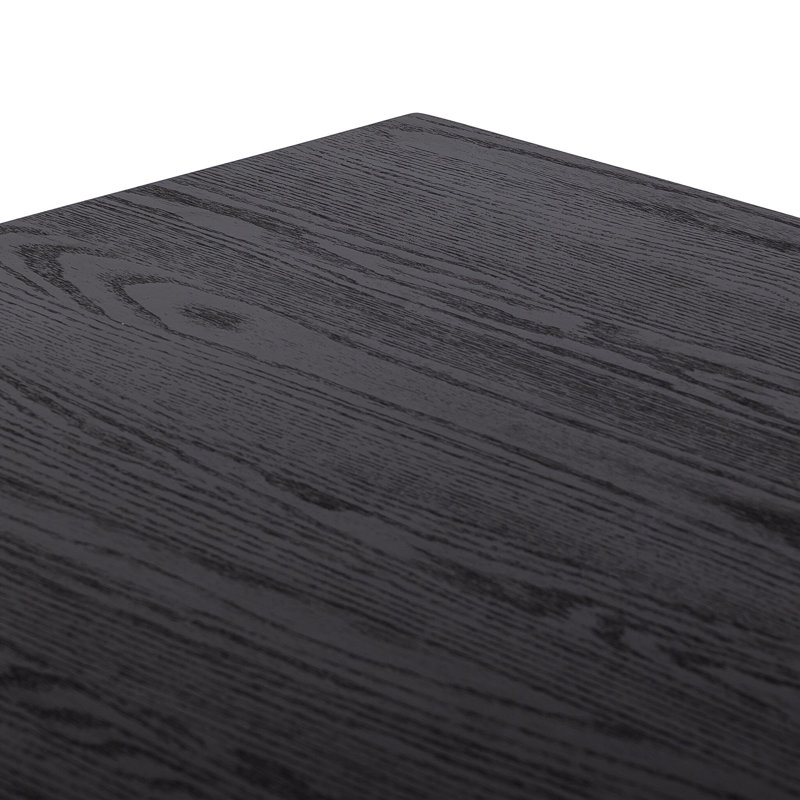 Millie Solid Oak Dining Table, 30" H x 72" L x 72" W, Drifted Matte Black Veneer