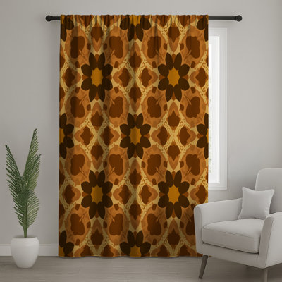 Brown Kaleidoscope Motif Window Curtains Kaleidoscope Sheer  Blockout Curtains  1 Panel