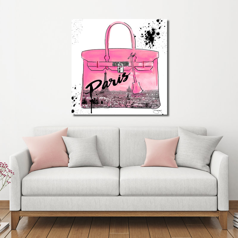 «Pink Paris», reproduction d'impression encadrée, H 18 po x l 18 po x P 1 po, Toile tendue