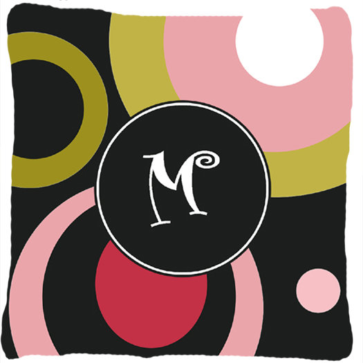 Monogramme rétro en noir intérieur/extérieur Throw Pillow, M