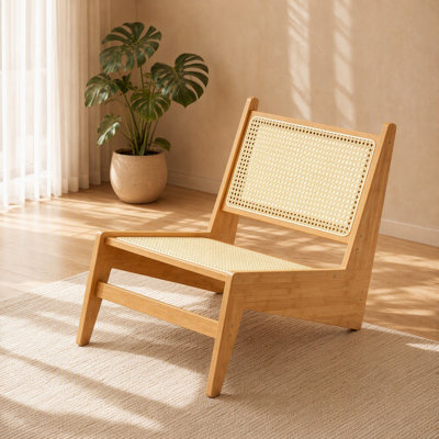 Fauteuil lounge d'appoint en rotin de style moderne du milieu du siècle