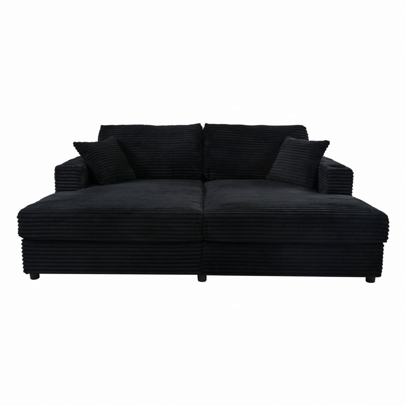 Chaise longue surdimensionnée avec deux ports USB, deux porte-gobelets et deux coussins décoratifs pour le salon et la chambre à coucher
