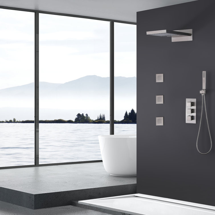 Luxury Thermostatic 4-Function Shower System with Rainfall, Waterfall, Handheld & Body Jets – cUPC Certified