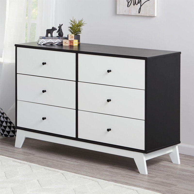 Kids 6 - Drawer Dresser, Black/White