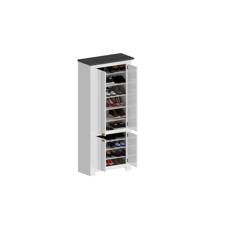 40 Pair Shoe Storage Cabinet, White/Grey