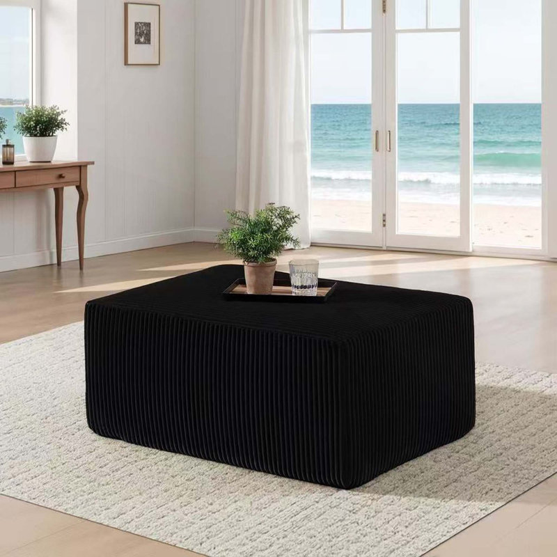 Repose-pieds rembourré en velours côtelé entièrement compressé: confort instantané sans assemblage, matériau durable, extension de siège ou de canapé polyvalente, fabrication en mousse robuste