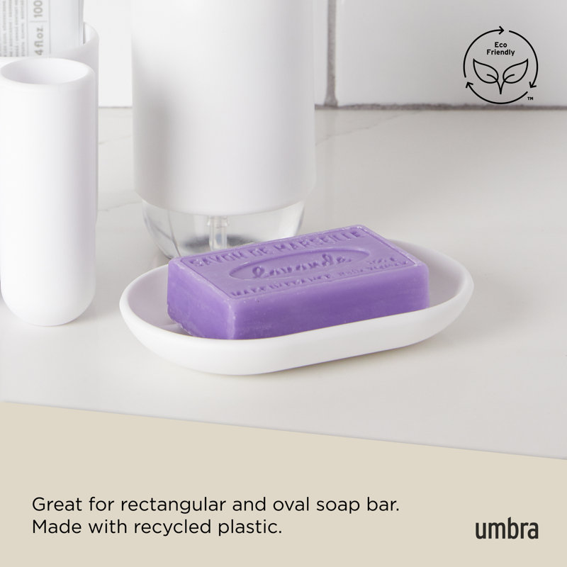 White Soft-Touch Plastic Soap Dish with Raised Ridges