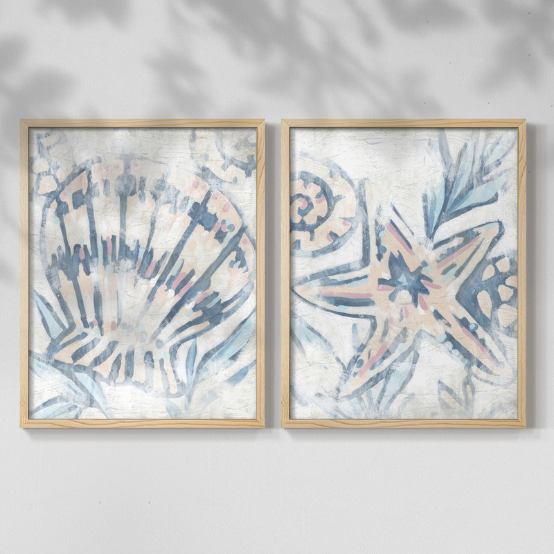 Plage encadrée Fresco III - reproduction encadrée de qualité supérieure - prête à être accrochée - aucun clou requis - aucun clou requis