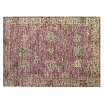 Machine Washable Indoor/Outdoor Xhevrie Pink Rug