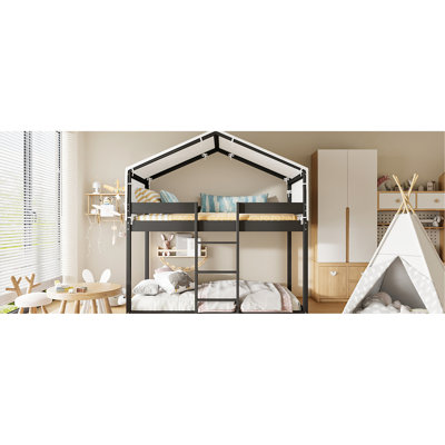 Lit simple superposé avec tente, construction, style maison de jeu amusant pour l'intérieur de la chambre à coucher, spacieux sous le lit