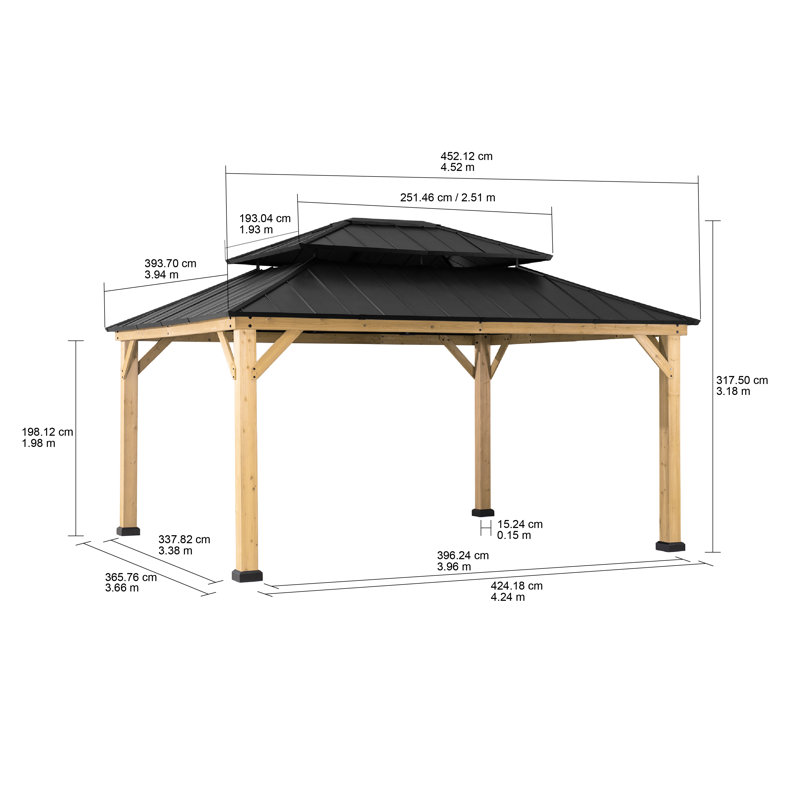 Munjor 4m x 4.5m Solid Wood Patio Gazebo
