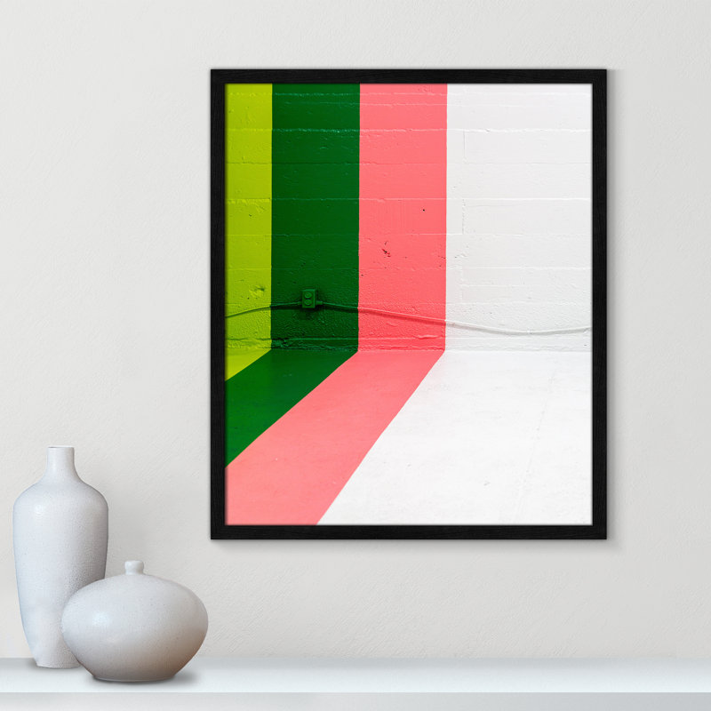 «Happy Bright Stripes On Paper» par Jason Leung, reproduction, Cadre mince noir sans cadre, H 25,5 po x l 21,5 po x P 0,75 po