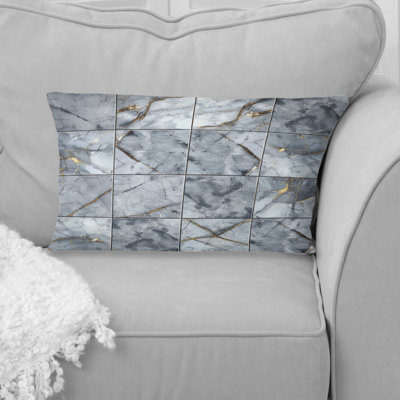 Grey Marble Tiles - Tiles Lumbar Pillow