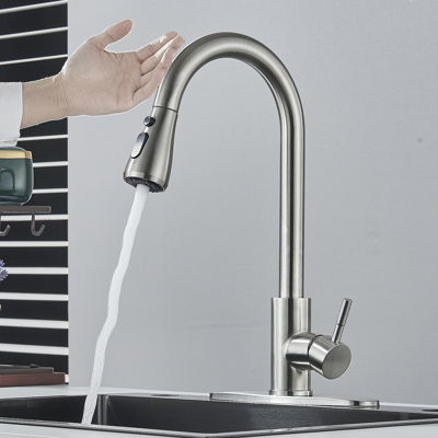 Robinet de cuisine rétractable à poignée simple avec accessoires
