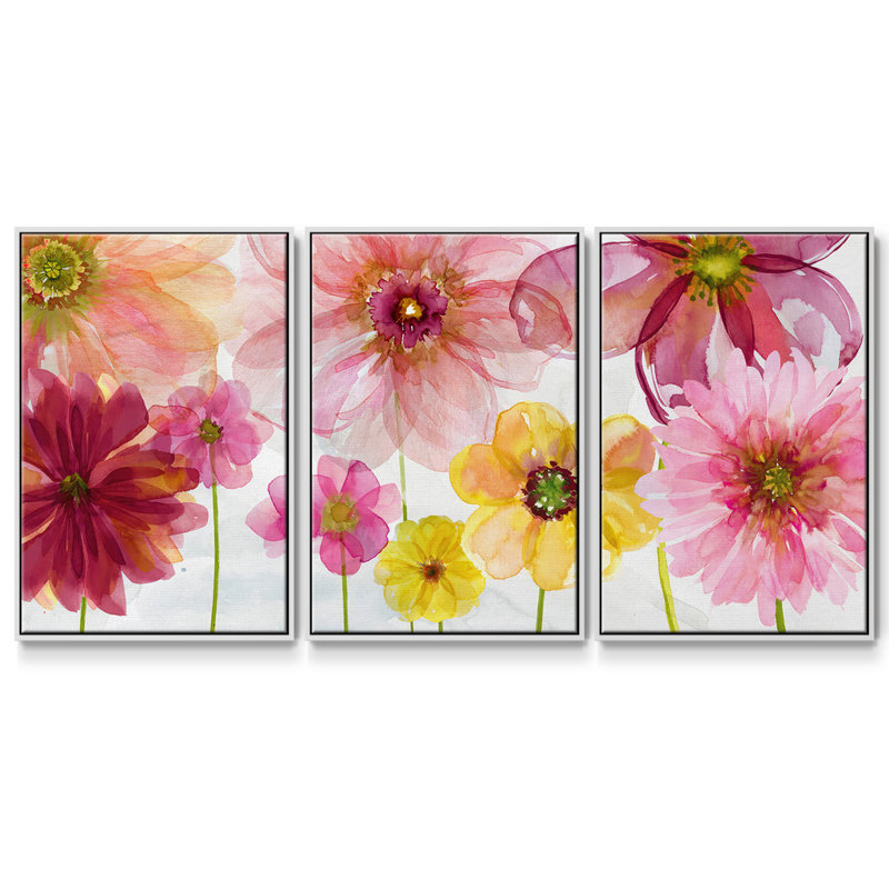 Pop of Spring, reproduction sur toile 3 pièces, Blanc, H 40 po x l 78 po x P 2 po