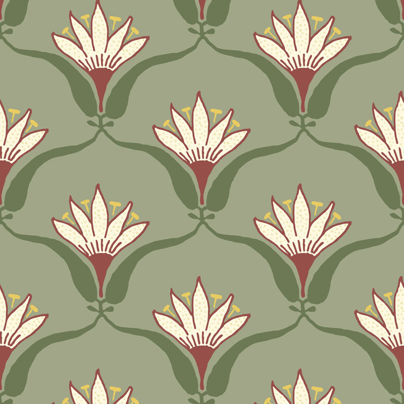 Shanghai Wallflower 10' L x 24" W Wallpaper Roll, Herbal, Premium Paper