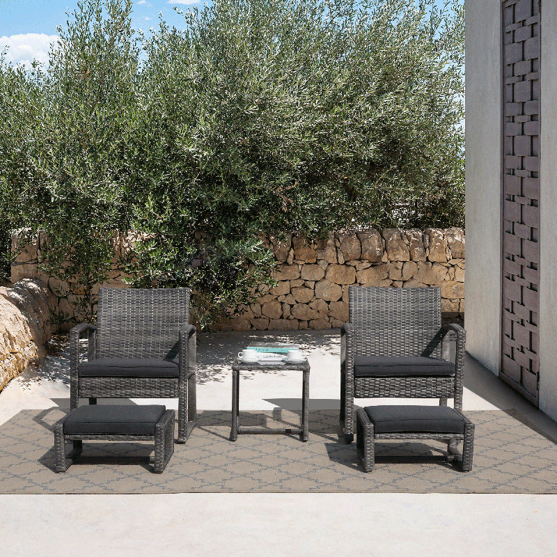 Lucido 2 - Person Patio Conversation Set with Cushions, Dark Gray