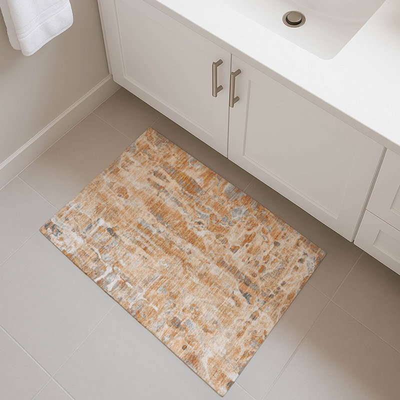 Premium Machine Washable Mayfield AMF2120 Abstract Rug, 1'8" x 2'6", Orange