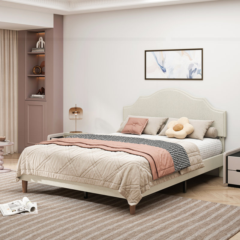 Lit plateforme tapissier avec tête de lit réglable, Grand