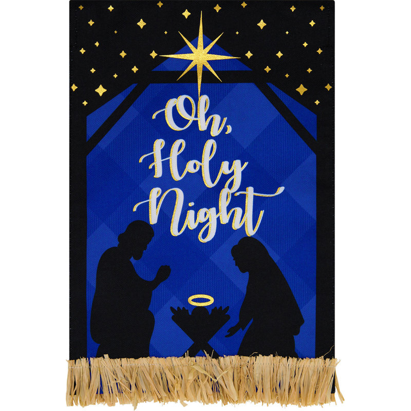 Drapeau de la crèche de Noël Nativité, Bleu marine / noir / blanc
