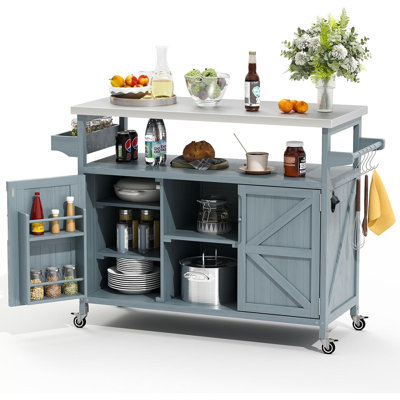Versatile Outdoor Grill Cart With Storage, Spice Rack, Paper Towel Holder, And Lockable Wheels by Gracie Oaks