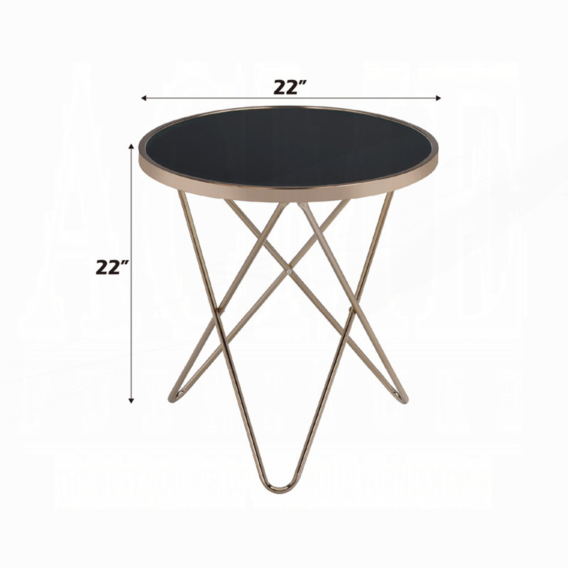 Table d'appoint ronde monobloc de style Mid-Century avec dessus en verre et piètement en métal
