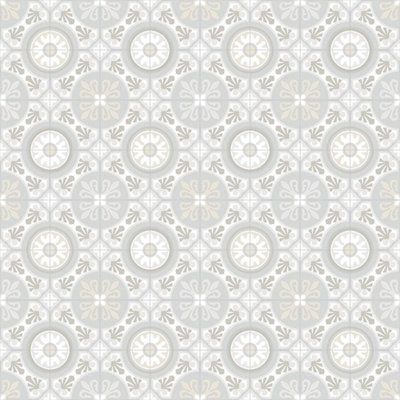 White Grey Designer Non Slip Vinyl Flooring For LivingRoom, Kitchen, 2.0mm Cushion Backed Vinyl Sheet  300cm X 100cm