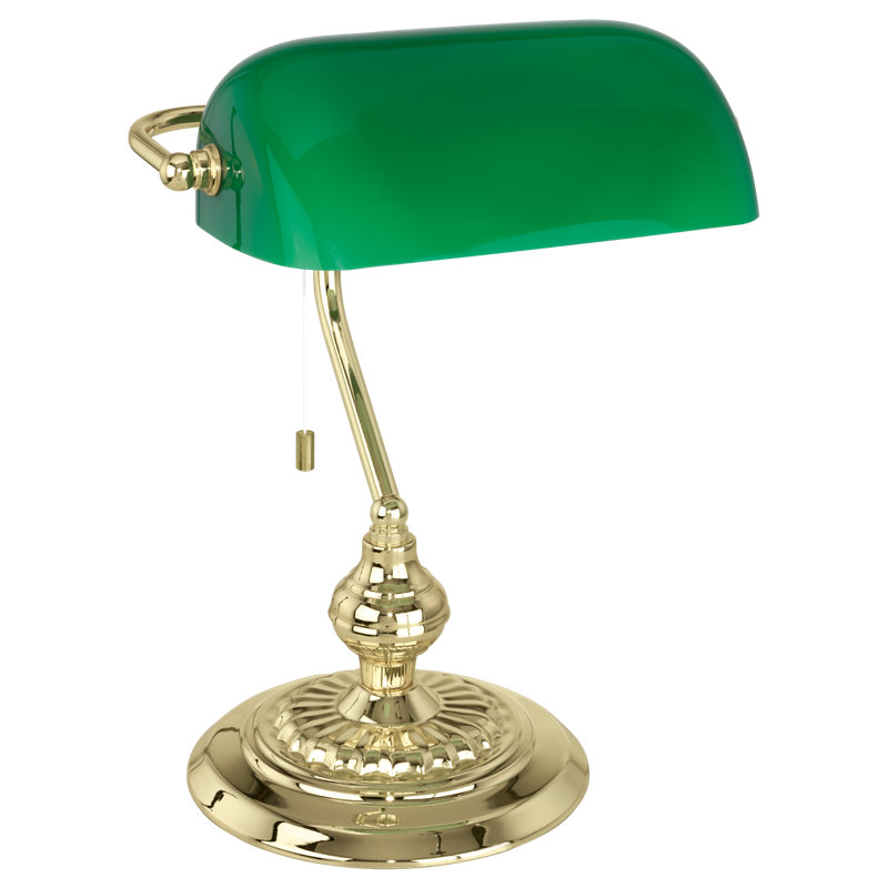 Arata Metal Bankers Lamp, Lacquered Green/Brass