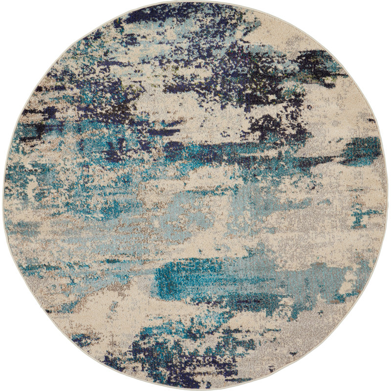 Tapis ivoire moderne Enoch, Rond 4 pi