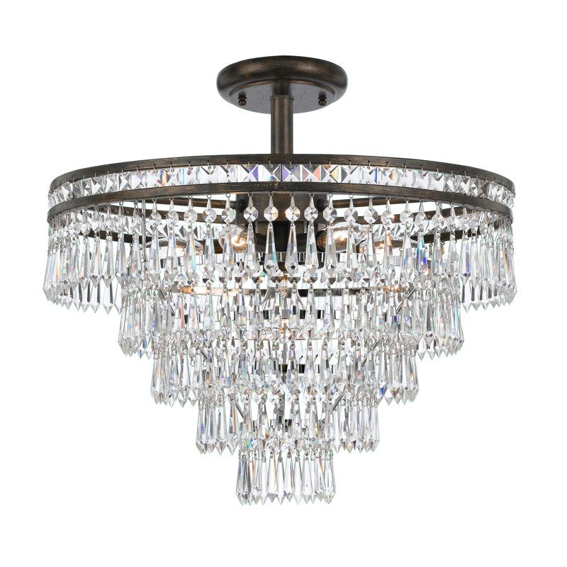 Dapo 7 - Light Unique Tiered Chandelier with Crystal Accents, English Bronze